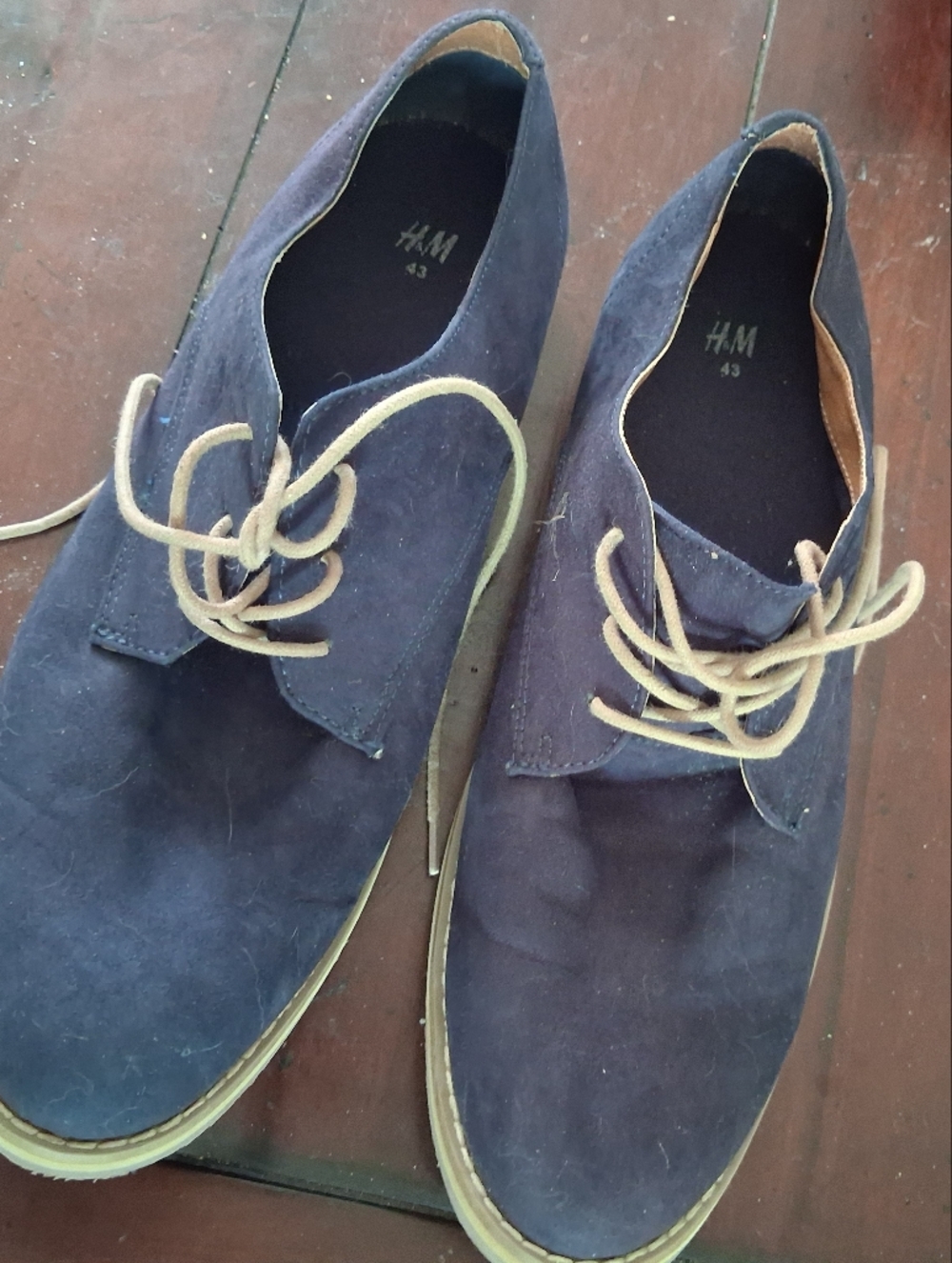 H&M Men's Navy Suede Derby Shoes
